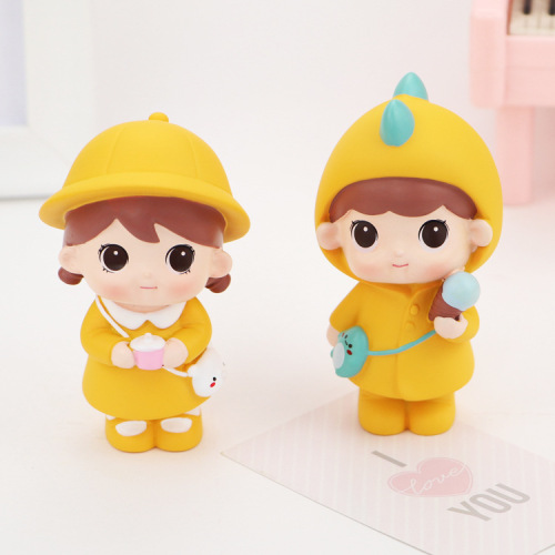Creative cute couple doll car ornaments cartoon little dolls baking cake decorations office desk decorations
