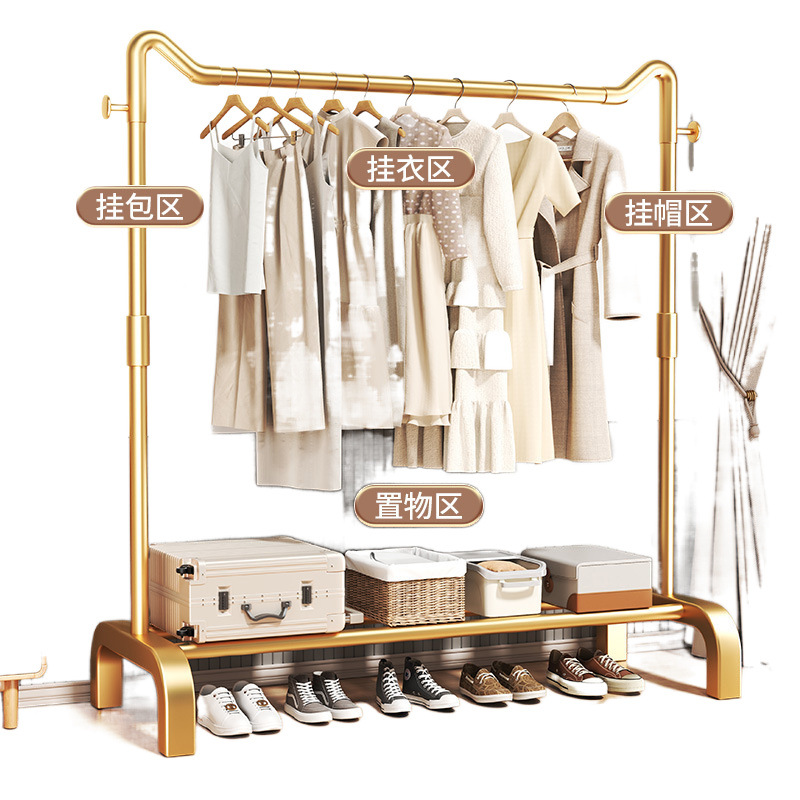 Percha de secado de ropa de piso dormitorio doméstico cuelga ropa plegable simple dormitorio interior móvil estante de sombrero de ropa fresca