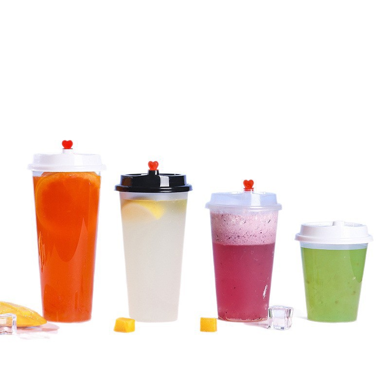 90 tazas de té de leche gruesas tazas de plástico desechables con tapa tazas de bebida frías tazas de jugo moldeo por inyección esmerizado grúa dijo