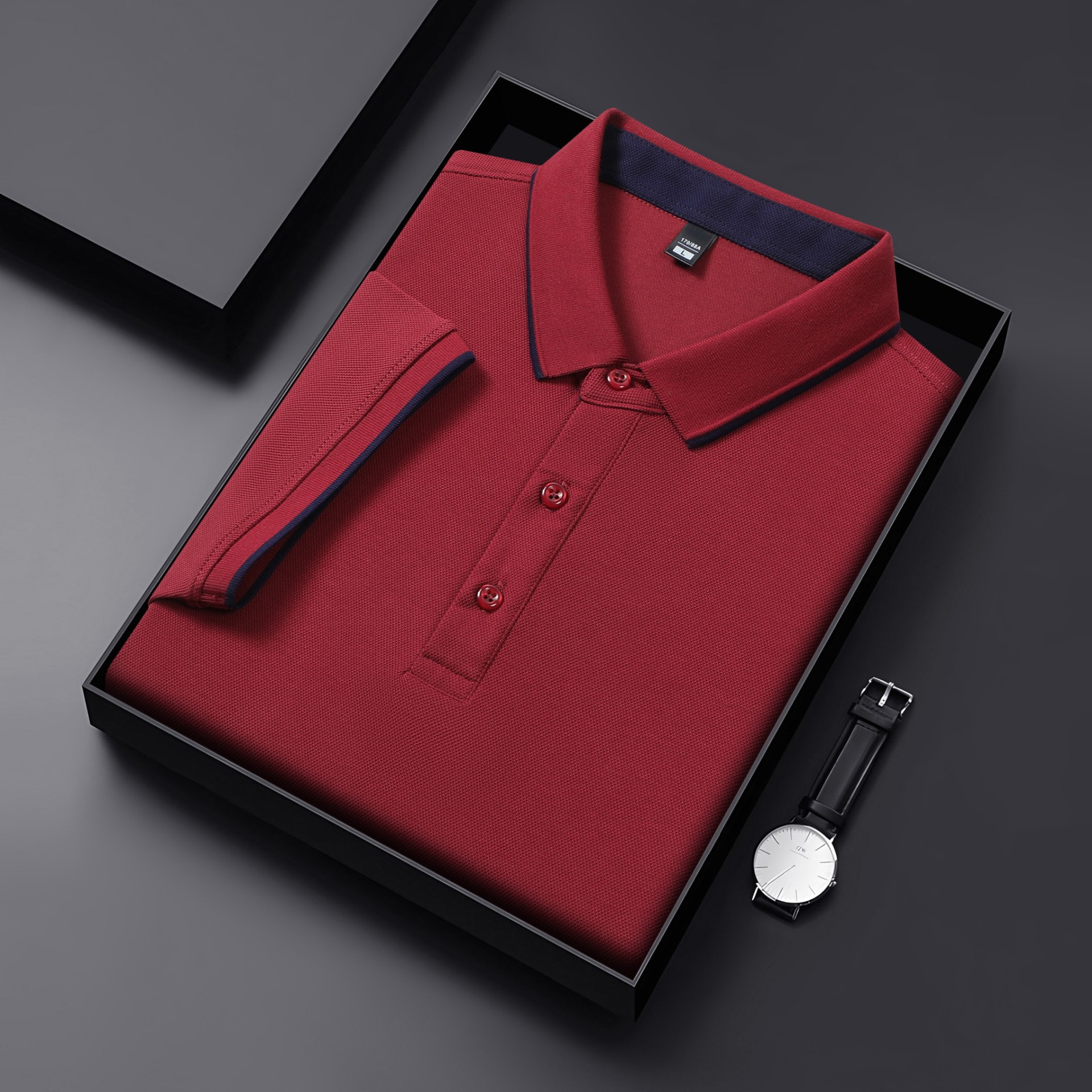 Peso pesado 220g 7A antibacteriano 65 algodón abalorios grandes contrastes de color cuello secundario en vivo camisa POLO caliente camiseta de manga corta