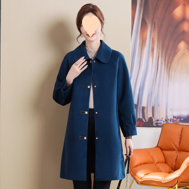 Double-sided coat fashionable spring and autumn wool coat new mid-length mother wool middle-aged middle-aged coat for women
