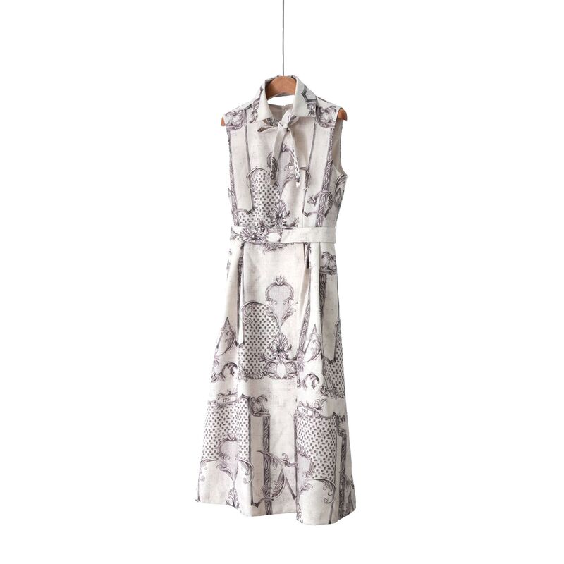 Luxury Channel Goods! Max*M 26 Spring/Summer New Sleeveless Printed Hand-Painted Floral Detachable Collar Tie Dress
