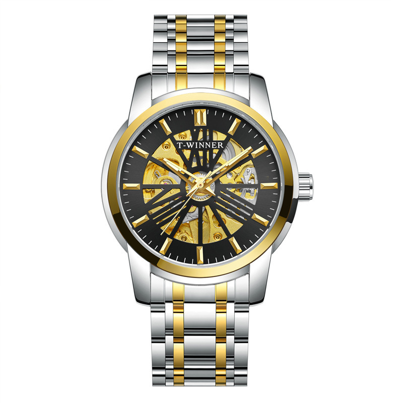 2026 Mechanical Steel Band, Business Men's Round Dial Mechanical Watch With Luminous Hands 8215_voghion.com