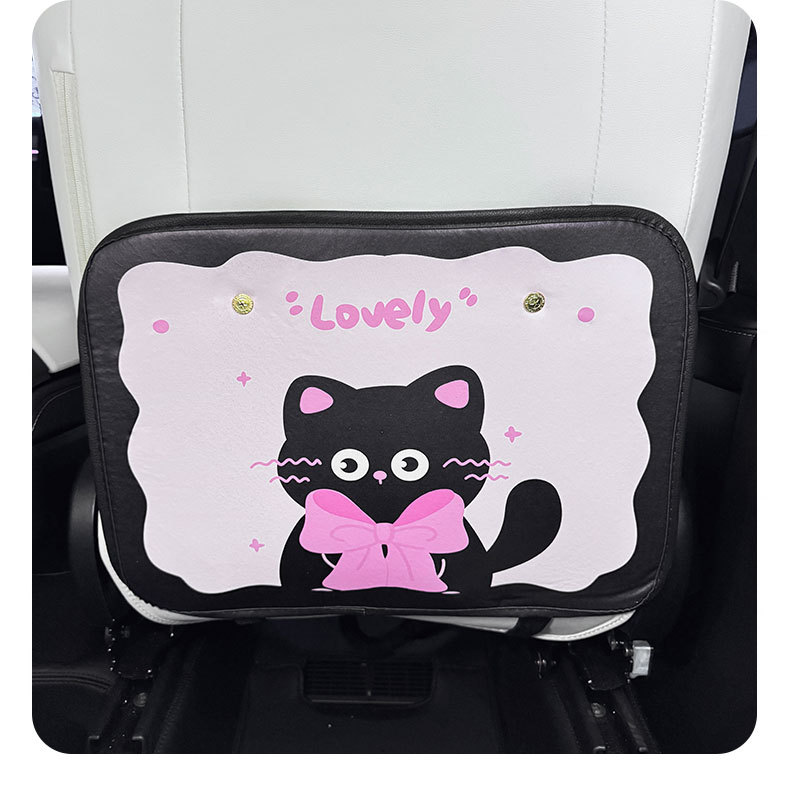 Cute Cat Cartoon Cute Car Seat Back Anti-kick Pad Simple and Comfortable Dirt-resistant Storage Bag Anti-kick Pad Anti-dirty Pad