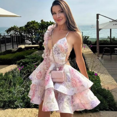 国境を越えた速売通欧米の女装速売通の爆発的な気質ファッションは胸の肩の袖なしワンピースを塗る