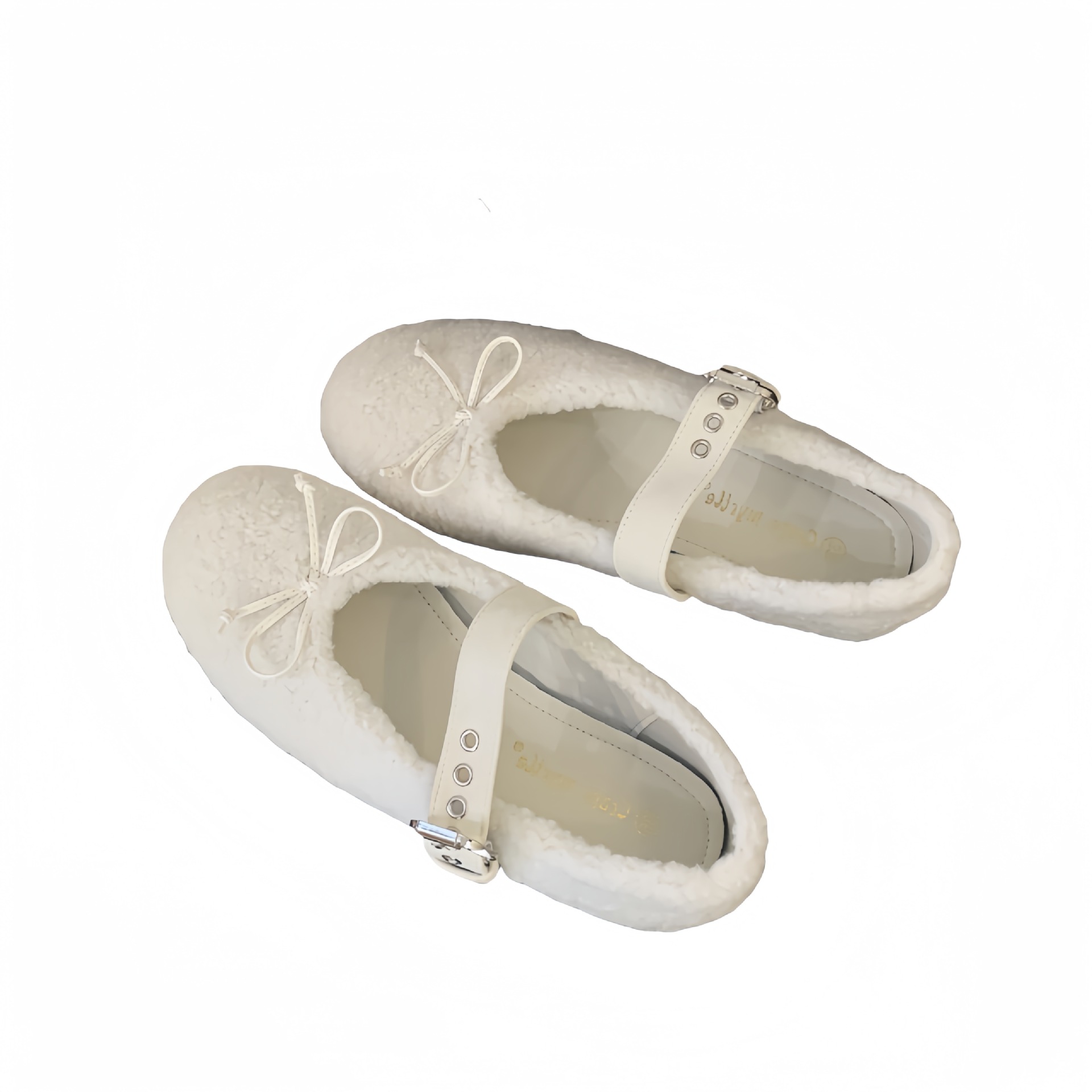 Grape Mom otoño e invierno nuevo estilo cálido y dulce lazo con hebilla de una palabra boca baja Mary Jane piel zapatos individuales mujer