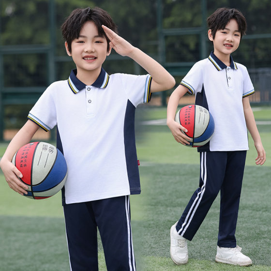 2025 new summer primary school short sleeve school uniform group uniform suit junior high school high school graduation clothing to map custom
