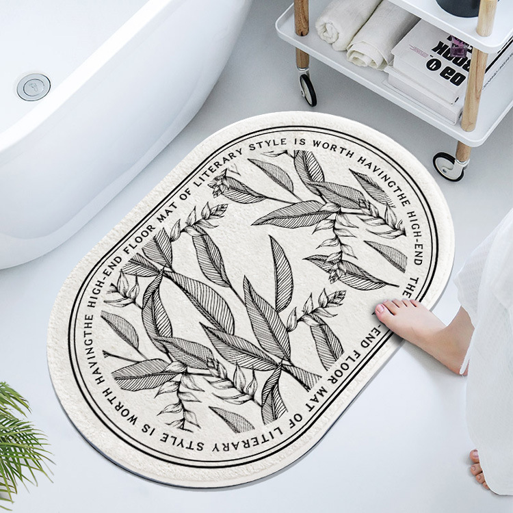 Francés retro oval barro de diatomeas estera suave baño Baño absorbente piso estera antideslizante estera del pie estera de la puerta de secado rápido
