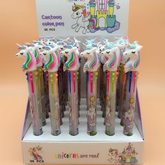 Korean version of cartoon ballpoint pen, pony unicorn cartoon silicone head 6-color ballpoint pen, cartoon multi-color ballpoint pen