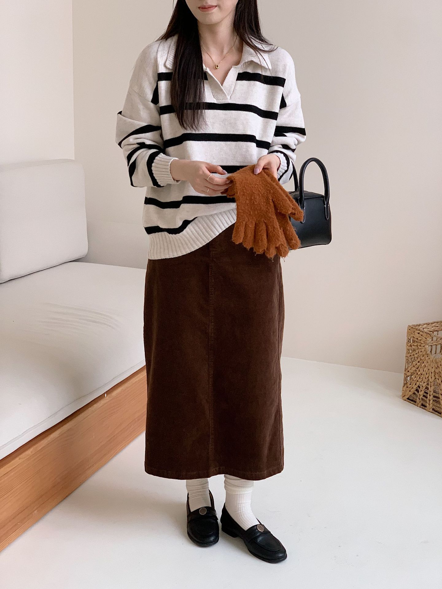 24 invierno Puyuan otoño y invierno 2024 nuevo estilo relajado con solapa casual vello de punto perezoso