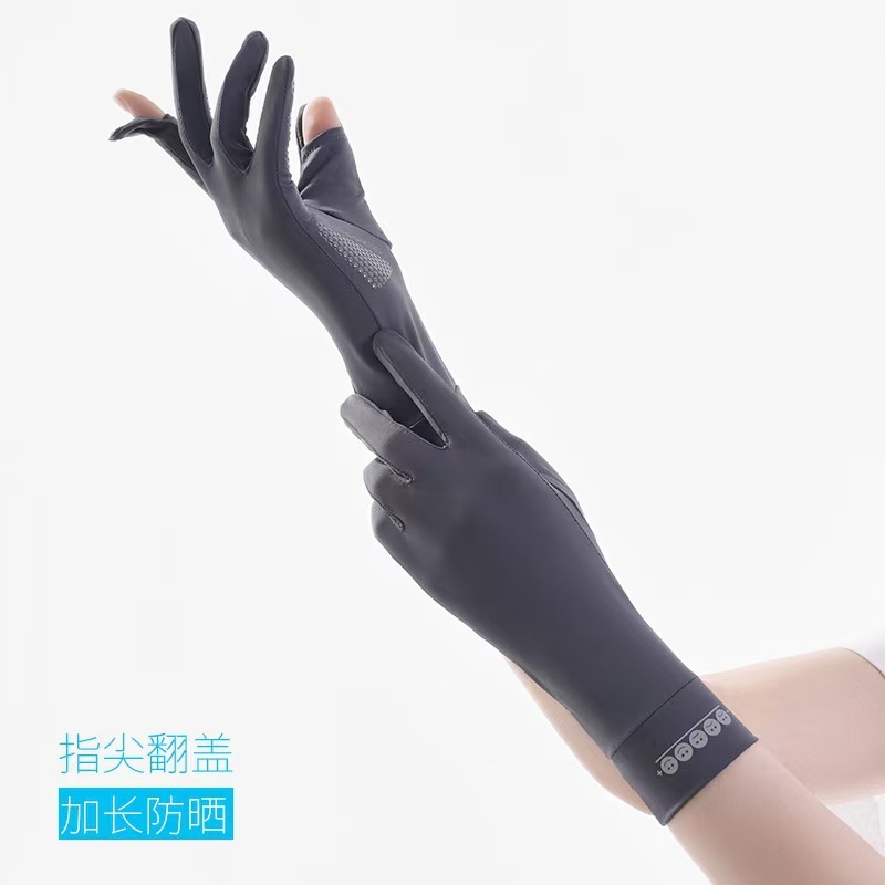 女性用夏の日焼け止め手袋、薄いアイスシルク、運転、屋外サイクリング、滑り止め、通気性、タッチスクリーン、UV保護|undefined
