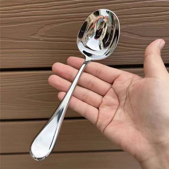 Stainless Steel Big Head Spoon Thickened Soup Spoon High Color Value Deepened Big Spoon Home Spoon Hotel Buffet Food Spoon