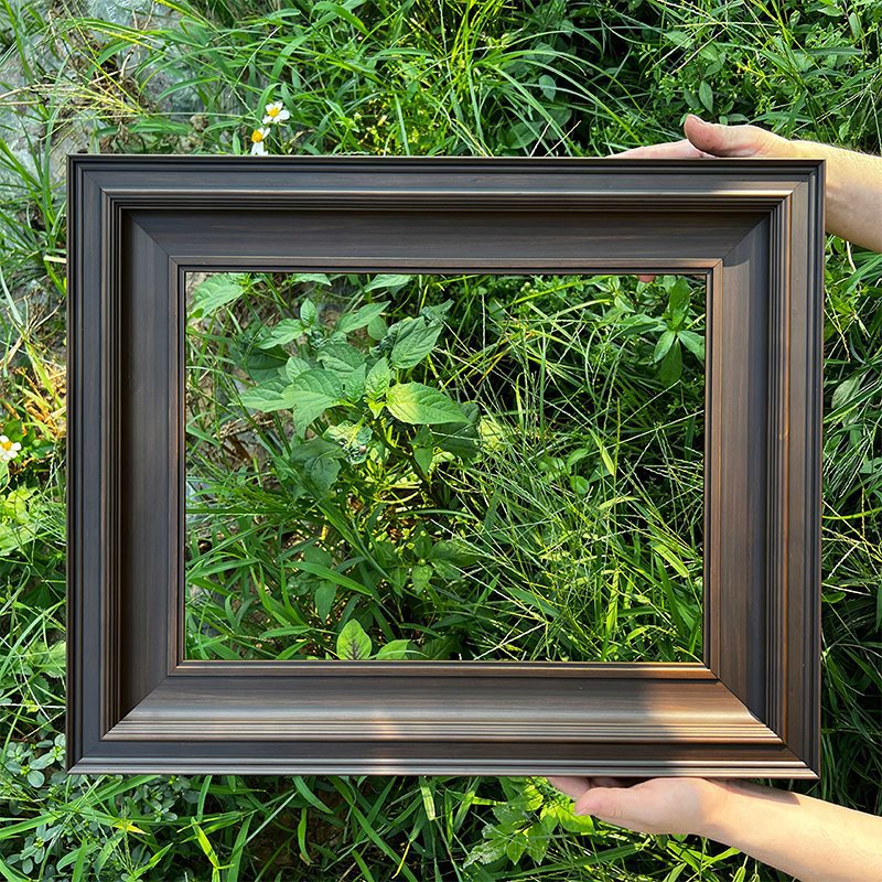 Pure Solid Wood Coffee Color Oil Painting Outer Frame Picture Frame Watercolor Sketch Puzzle Certificate Rock Color Mounting