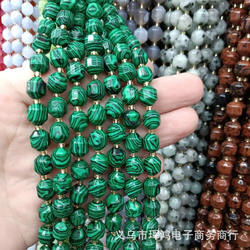 Agate cut surface natural stone corner round road opening scattered beads semi-finished DIY jewelry accessories wholesale