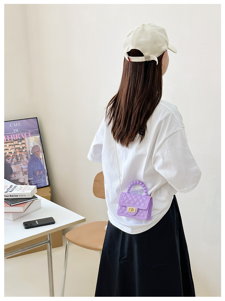 157g Weight Polyester Lining Material Flip Cover Closure Type Single Shoulder Strap Strap Type Jelly Bag Bags Type Casual, Holiday Occasion PVC Material Solid Color Pattern All Seasons Season Women's Gender Basic, Classic Style Style Square Shape Small Size Women's Small PVC Solid Color Basic Classic Style Square Flip Cover Jelly Bag 3