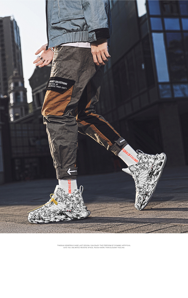 Esportes e lazer masculinos de inverno, tênis de corrida de basquete de cano alto para estudantes, tamanho grande_voghion.com