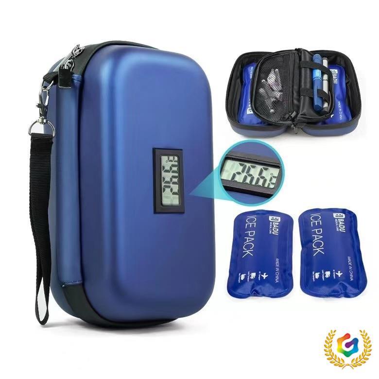 ✅ Insulin Medication Refrigerated Storage Bag with Electronic Thermometer Display, Insulated Cooling Large Eva Medicine Box, Portable