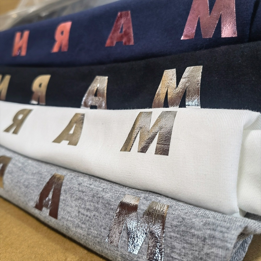 New Foreign Trade Hot-Selling Japanese and Korean T-Shirt Mar Rose Gold Silver-Printed Pattern T-Shirt Men's and Women's T-Shirt