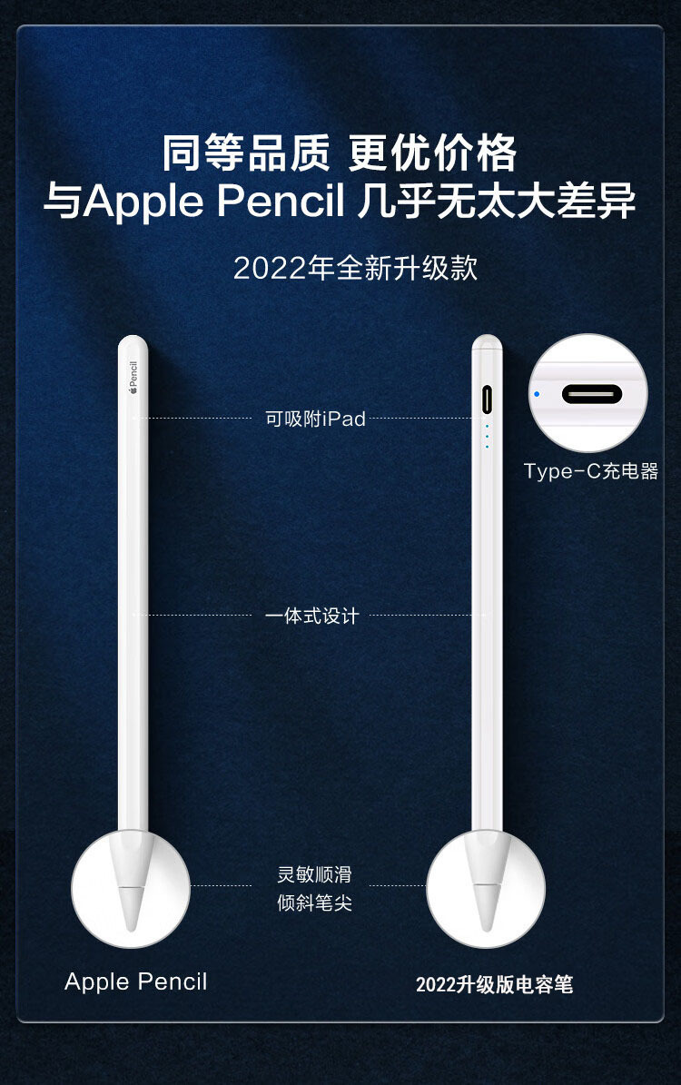 ipad笔适用apple pencil苹果平板笔主动式磁吸手写触屏笔电容笔-阿里巴巴