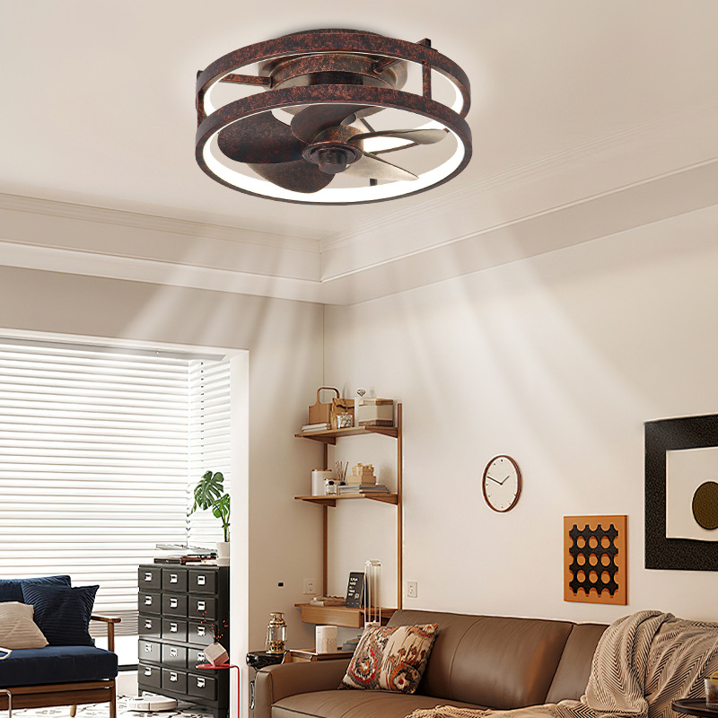 Ventilador de Techo con Luz Retro de Plástico ABS, Silencioso, Control por Aplicación, para Dormitorio y Sala de Estar