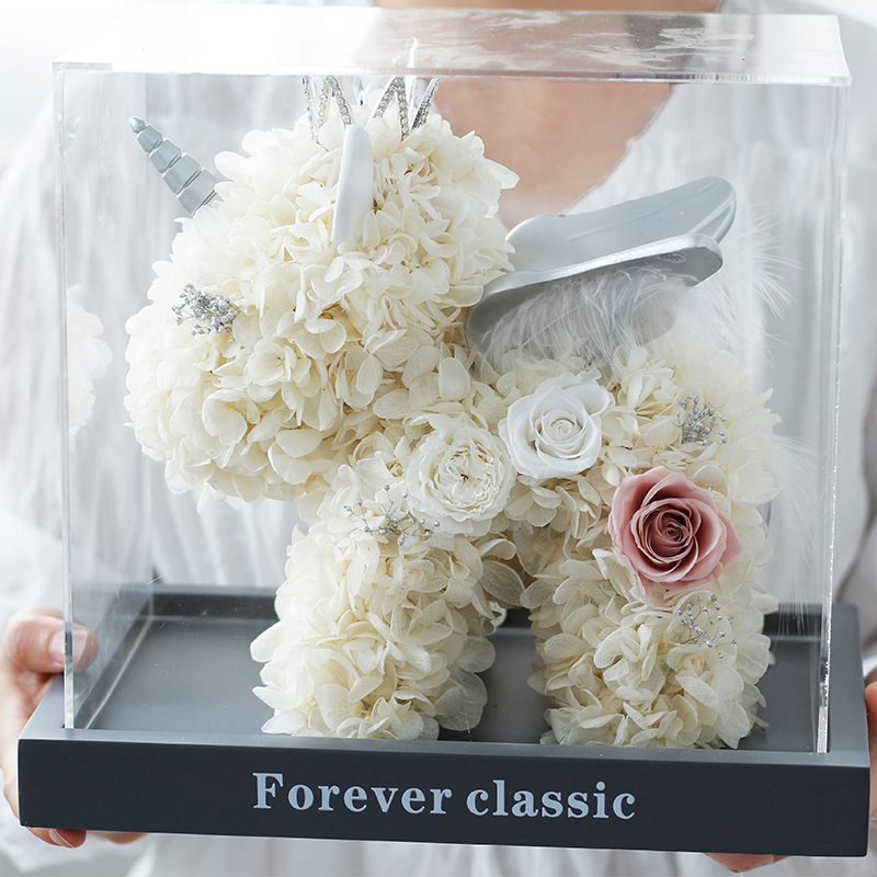 Flores verdaderas rosa unicornio Yunnan inmortalidad flores personalizadas muñecas de hortenida al por mayor acrílico red flores hechas a mano
