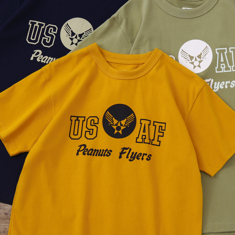 300G Heavy Air Force USAF Printing American Retro Military Style TEE Summer Thick Crewneck Short Sleeve T-Shirt for Men and Women