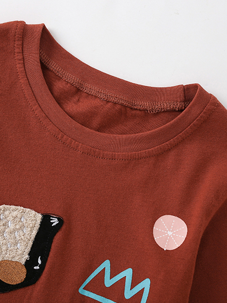 Malwee transfronterizo camiseta infantil otoño y invierno nuevo estilo europeo y americano para niños de cuello redondo camiseta de manga larga camiseta de base chaqueta casual