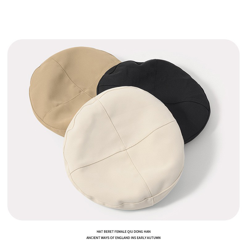 Botón de metal boina negra mujer primavera y otoño cara pequeña sombrero octogonal sombrero invierno retró retró retrospectiva pintor sombrero