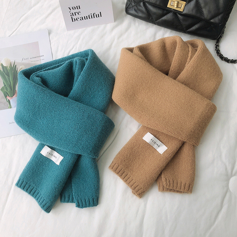 Feiding no mirando Corea del Sur Dongdaemun nuevo color puro de punto cálido cuello engrosado bufanda estudiante pequeña bufanda