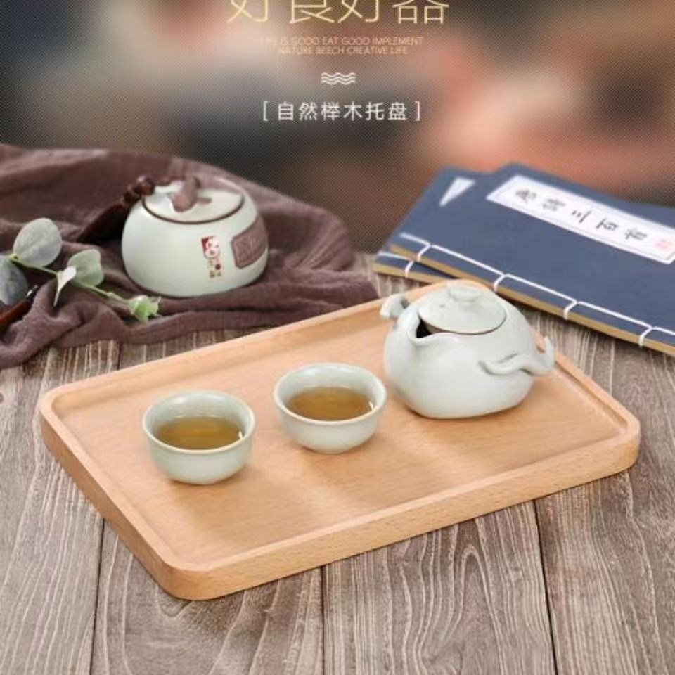 Bandeja de madera rectangular de estilo japonés Bandeja de té rectangular para el hogar Bandeja de juego de té de madera Pastel de frutas Bandeja de madera de dim sum