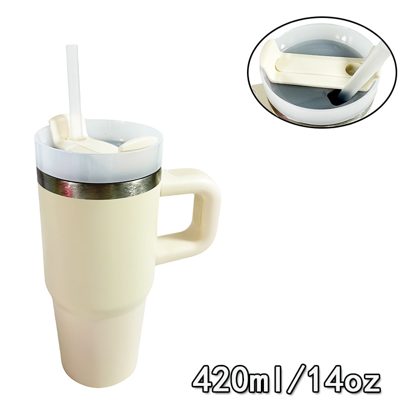 Inventario al por mayor transfronterizo 14oz portable taza de automóvil de pequeña capacidad mini taza de vacío de paja de hielo taza