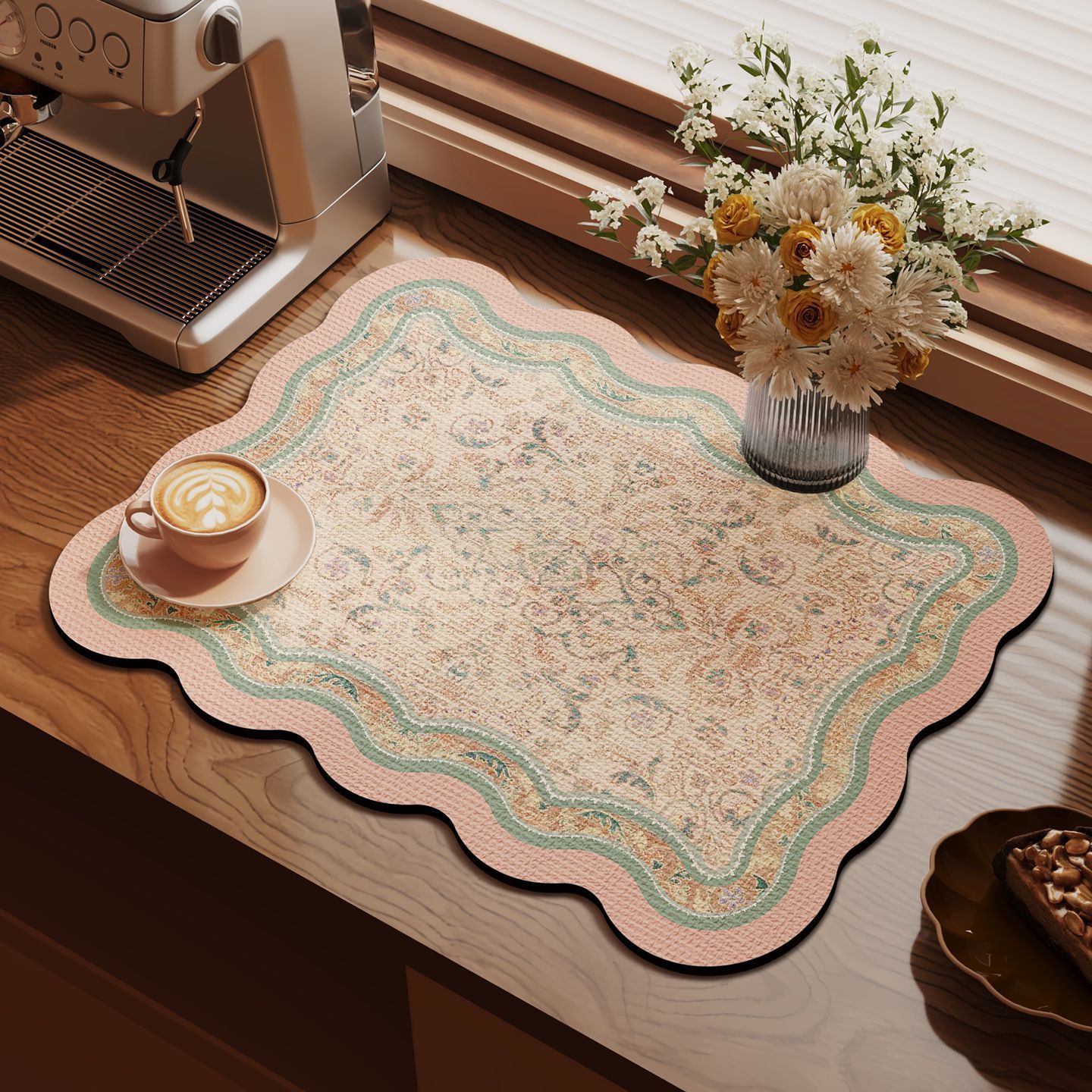 Cocina retro cojín de drenaje cojín antideslizante mesa de comedor cojín de aislamiento térmico resistente al desgaste cojín de barro de diatomas de absorción de agua de secado rápido