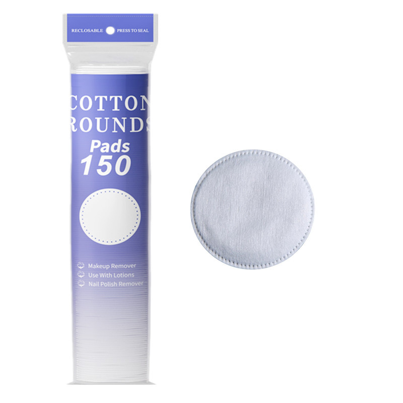 Discos de algodón redondos estilo inglés, algodón spunlace, algodón acolchado compuesto de tres capas, discos desmaquillantes con borde cosido y relieve, engrosados.