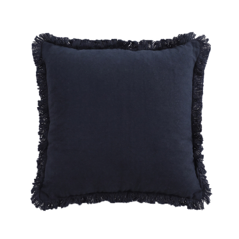 Moderno simple algodón sólido lino contra la funda de almohada silencioso viento multicolor cuadrado bordado encaje sala de estar oficina abraza funda de almohada image 10