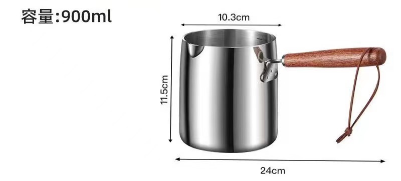 나무 손잡이가 달린 900ml 깊은 프라이어