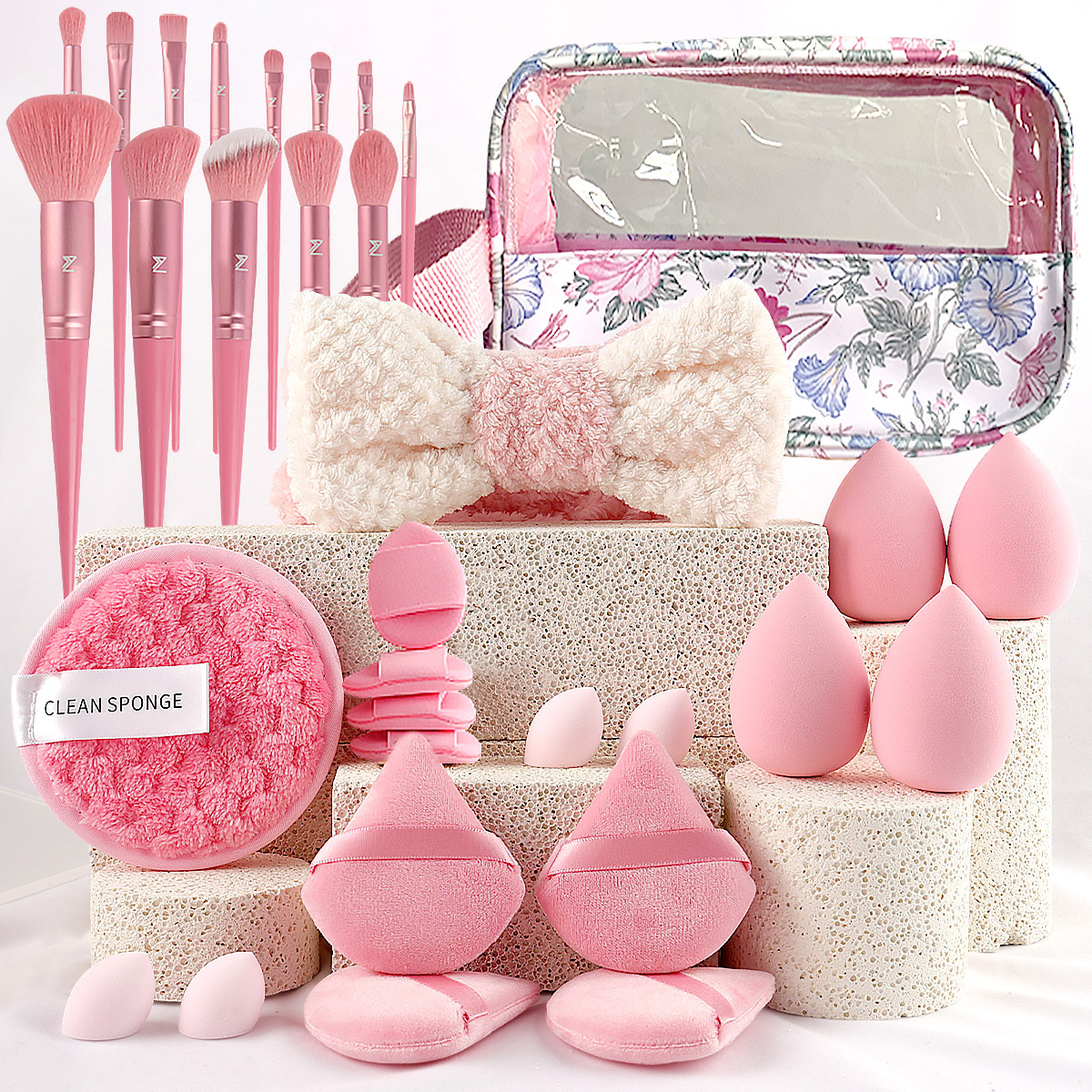 32 conjuntos de herramientas de maquillaje con bolsas de maquillaje grandes combinaciones de maquillaje antes y después del maquillaje conjunto completo de cepillo de maquillaje