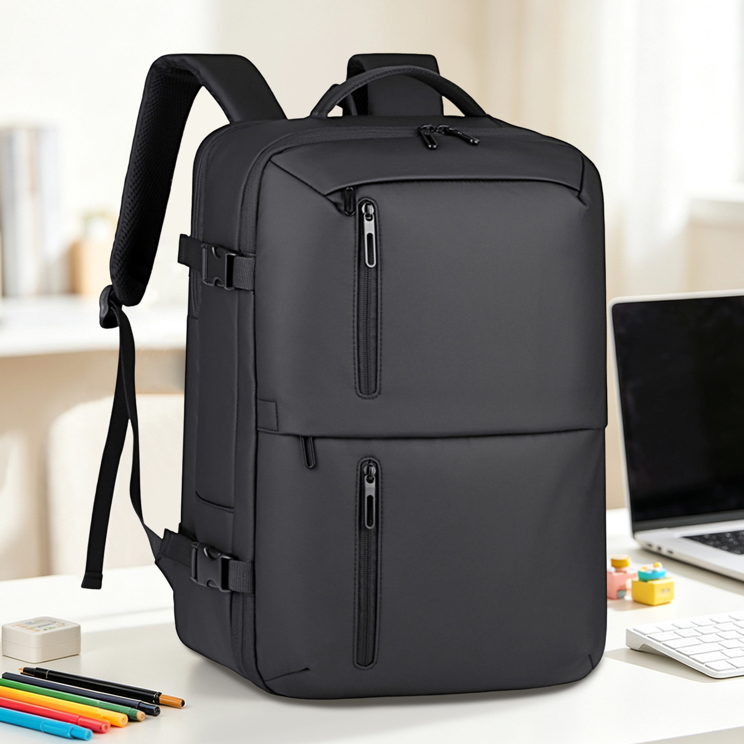 Electronic Warehouse Men's Expandable Business Commuter Backpack Large Capacity Travel 16inch Laptop Bag