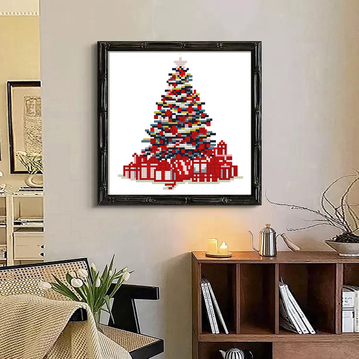 Navidad transfronteriza para árbol de Navidad cálido y simple bordado cruzado principiante material paquete fabricantes al por mayor image 1