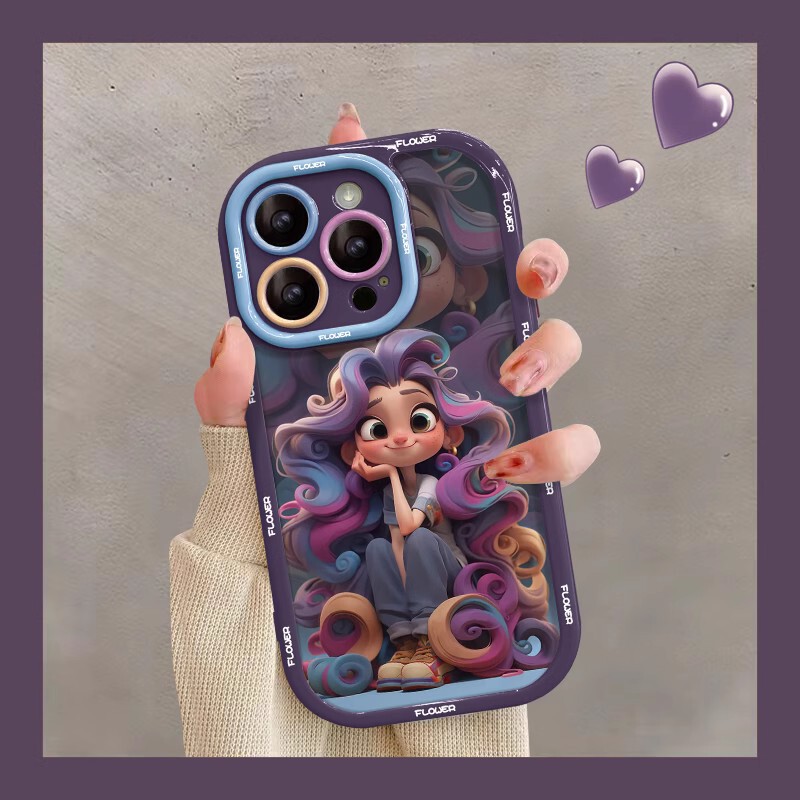 Suitable for Apple 14promax mobile phone shell iPhone13 cute cartoon princess on the run 12 advanced sense protective cover