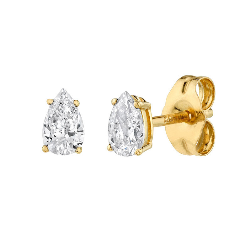 18K Real Gold Plated Plating Material Zircon Inlay Material 1 Pair Casual Simple Style Leaf Flower Rectangle Copper Plating Zircon Drop Earrings Ear Studs