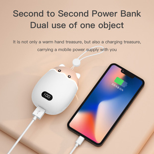 歐美跨境新款暖手寶充電寶二合一usb數顯雙面發熱防爆充電 電暖寶