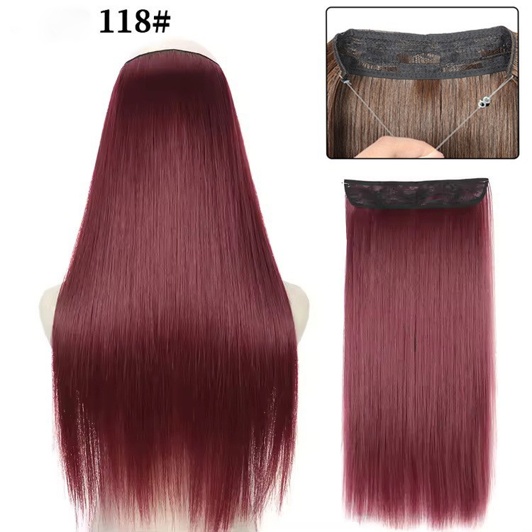 Nuevas pelucas de fibra de pescado cortina de cabello pelucas largo cabello recto sin marcas extensiones de cabello 26 pulgadas comercio exterior
