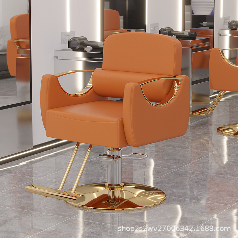 La misma silla de corte de pelo de la peluquería, el reposabrazos de acero inoxidable, la silla de permanente se puede levantar y bajar, la silla de peluquería, el pedal de acero inoxidable cruza la frontera. image 10