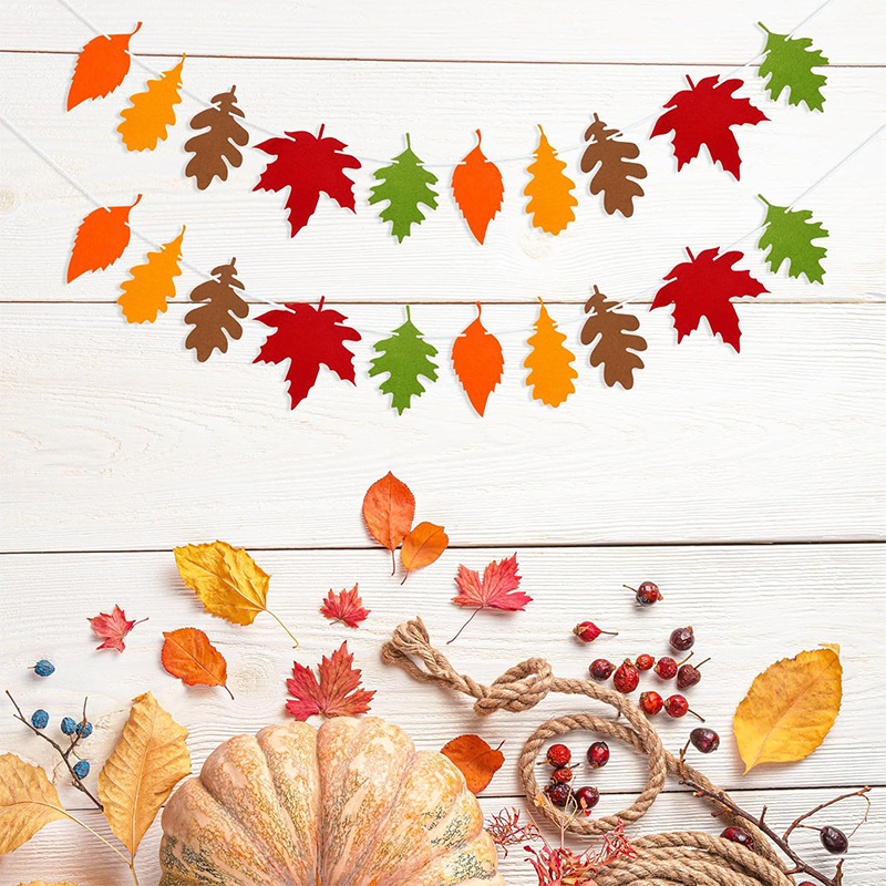 New Maple Leaf Flag Cross-Border Thanksgiving Party Decoration Autumn Pennant Fish Tail Flag Flower Banner Wholesale