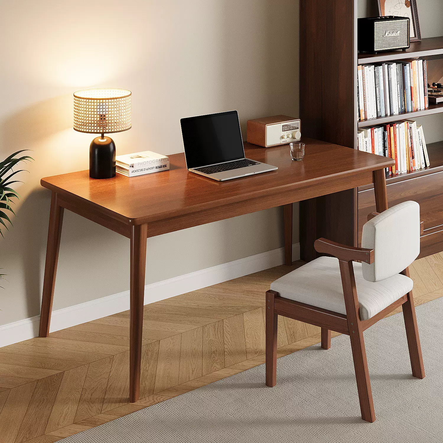 电脑桌成人家用书桌学生学习写字桌卧室简易小户型实木腿办公桌子