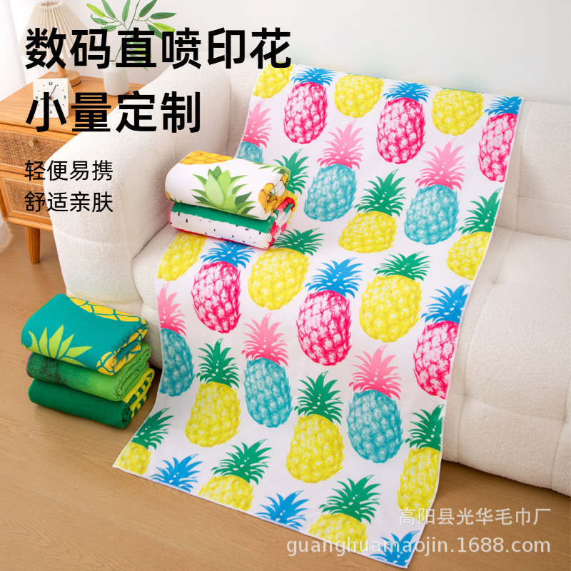 跨境数码直喷超细纤维速干沙滩巾双面绒运动毛巾游泳吸水印花浴巾