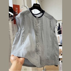 韓国風ノースリーブシャツレディース夏フレンチスタイルシャツ超見栄えの良いテンセルラミーアウターベストベストトップ