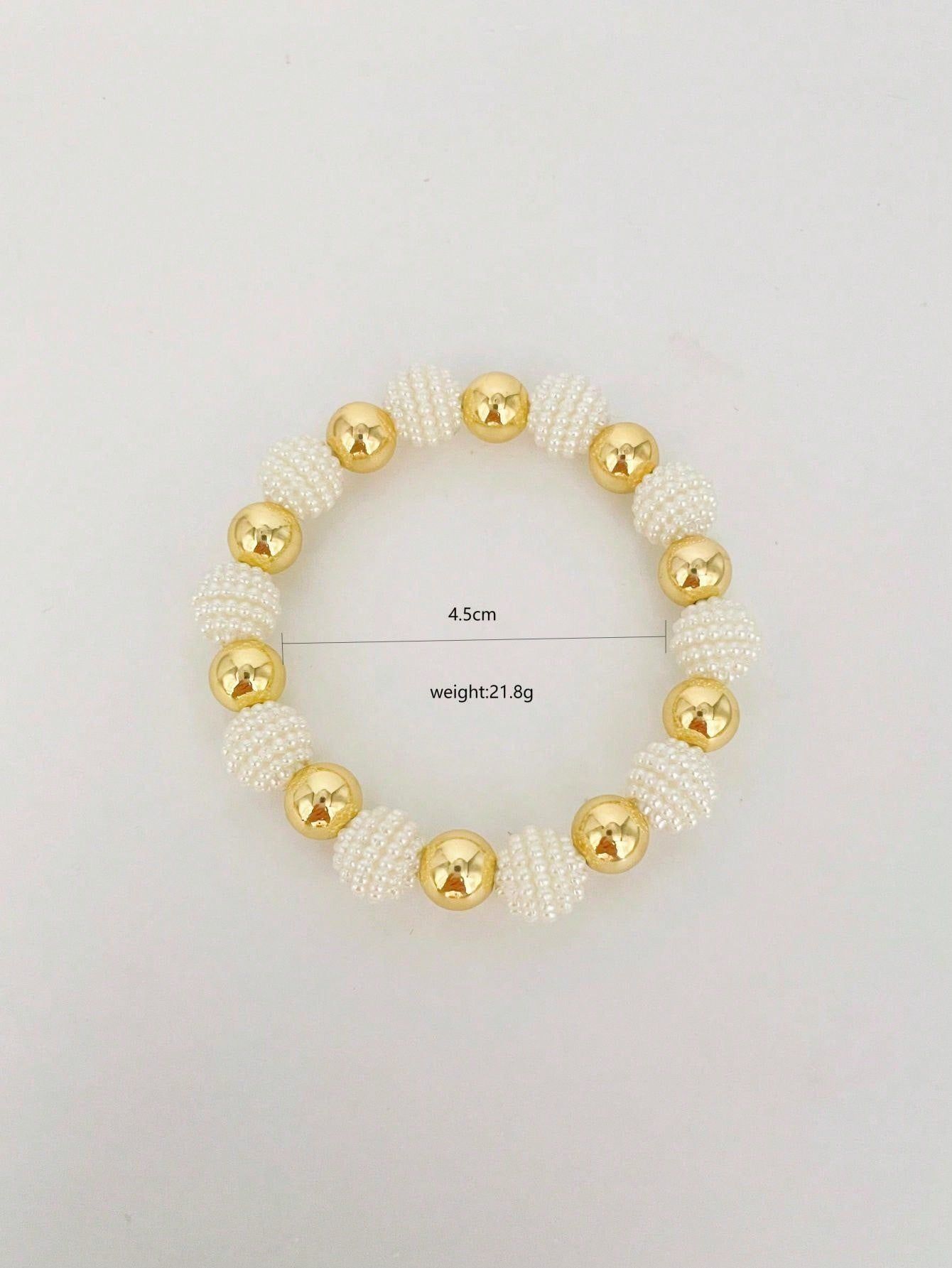 Beaded Design Simple Style Classic Style Round Imitation Pearl Copper Wholesale Bracelets