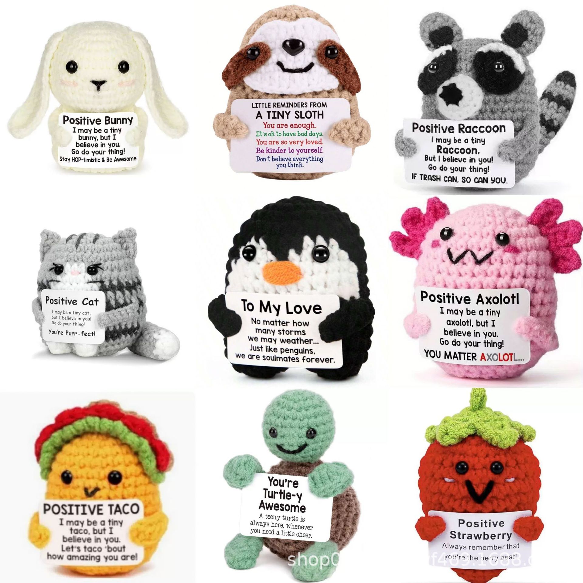 Hot-Selling Yarn Dogs and Raccoons Cross-Border Cute Cartoon Animal Dolls Collection Handmade Crochet Finished Products