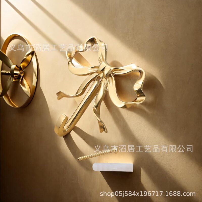 New Zinc-Aluminum Alloy Decorative Hook with Bow Accessories, Scratch-Resistant and Wear-Resistant Alloy, Spray-Painted Hook H2